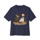 Halloween Cowboy Unisex Oversized Boxy Tee - Navy, S image