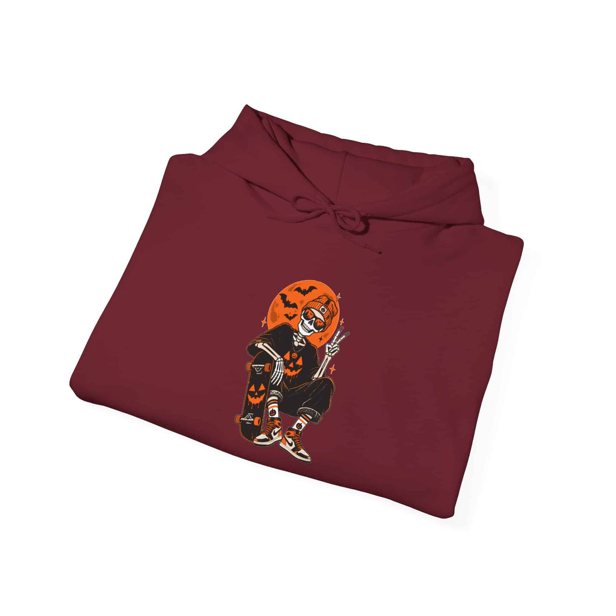 Retro Skater Skeleton Halloween Hooded Sweatshirt image 87