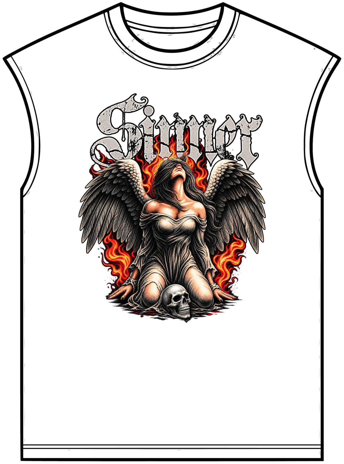 Sinner’s Flame Unisex Garment-Dyed Muscle Tee image