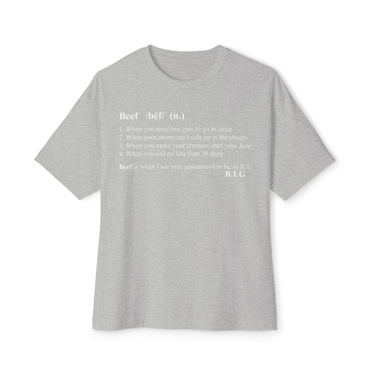 Beef Definition Unisex Oversized Boxy Tee - Athletic Heather, S image