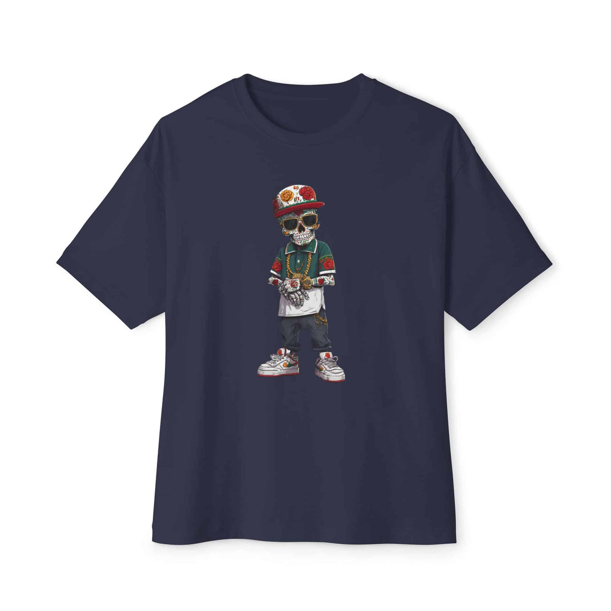 Skull Luxury Unisex Oversized Boxy Tee - Navy, 3XL image