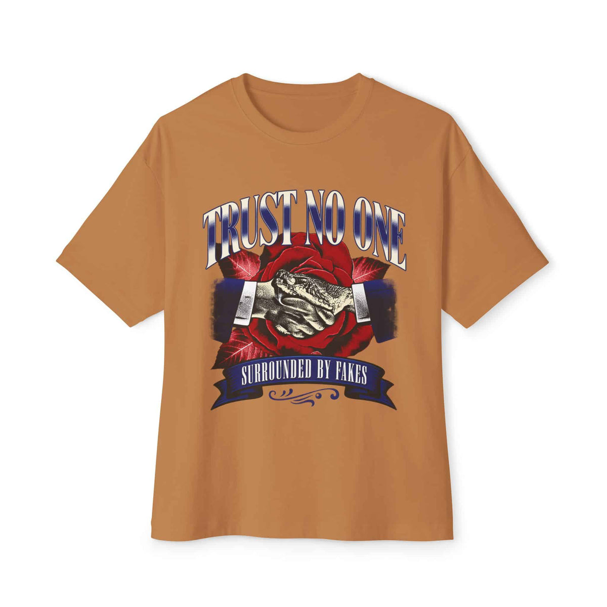 Graphic Print Unisex Oversized Boxy Tee - POD0037 - Toast, 2XL image