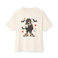 Boy Skeleton Halloween Unisex Oversized Boxy Tee - Natural, M image