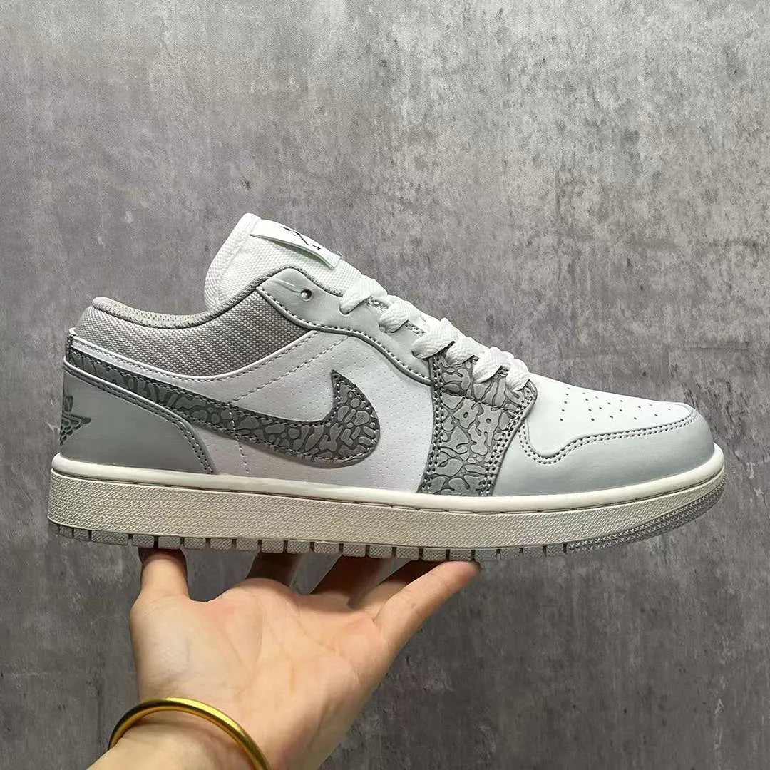 Air Jordan 1 Low PRM Grey Elephant Print Shoes Sneakers – nk0002441 image 3