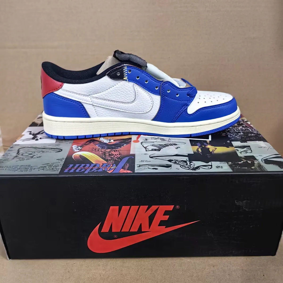 Union LA x Fragment Design x Air Jordan 1 Low Storm Blue Shoes Sneakers – nk0004848 image 4