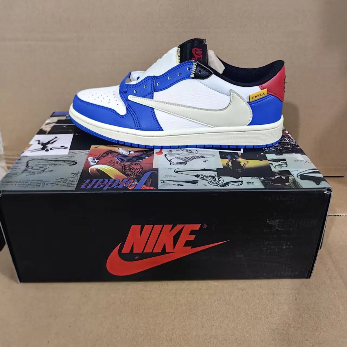 Union LA x Fragment Design x Air Jordan 1 Low Storm Blue Shoes Sneakers – nk0004848 image 5