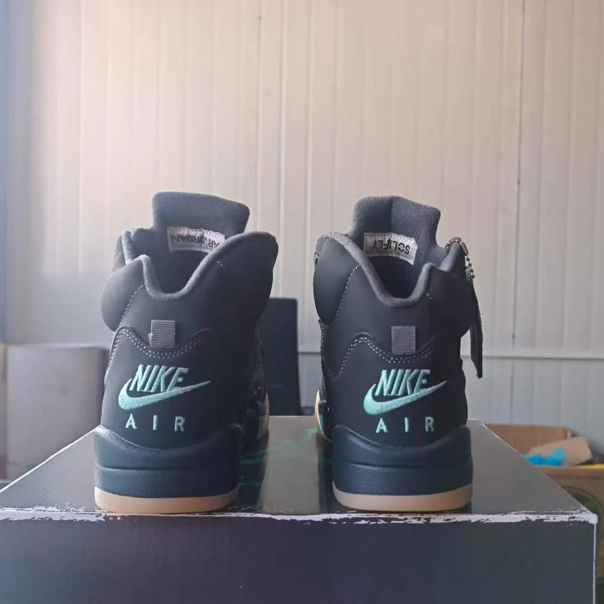 Air Jordan 5 Retro SoleFly Black Aurora Green Shoes Sneakers - nk0005505