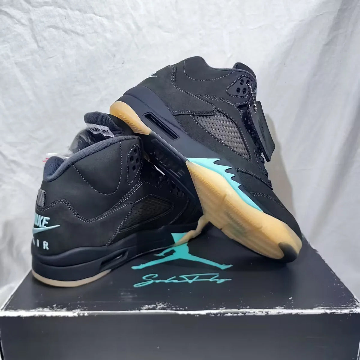 [PREMIUM] Air Jordan 5 Retro SoleFly Black Aurora Green Shoes Sneakers - nk0005505