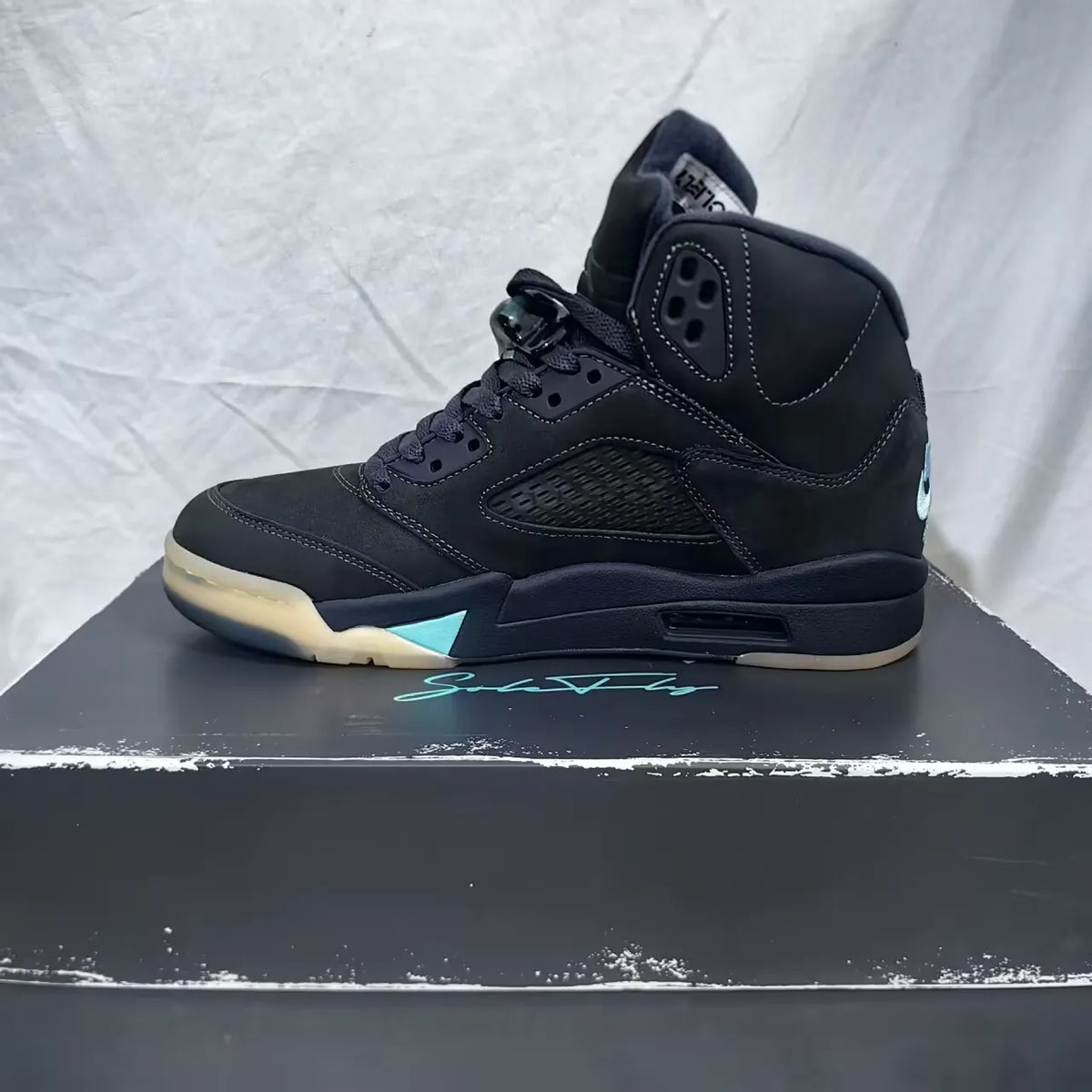 [PREMIUM] Air Jordan 5 Retro SoleFly Black Aurora Green Shoes Sneakers - nk0005505