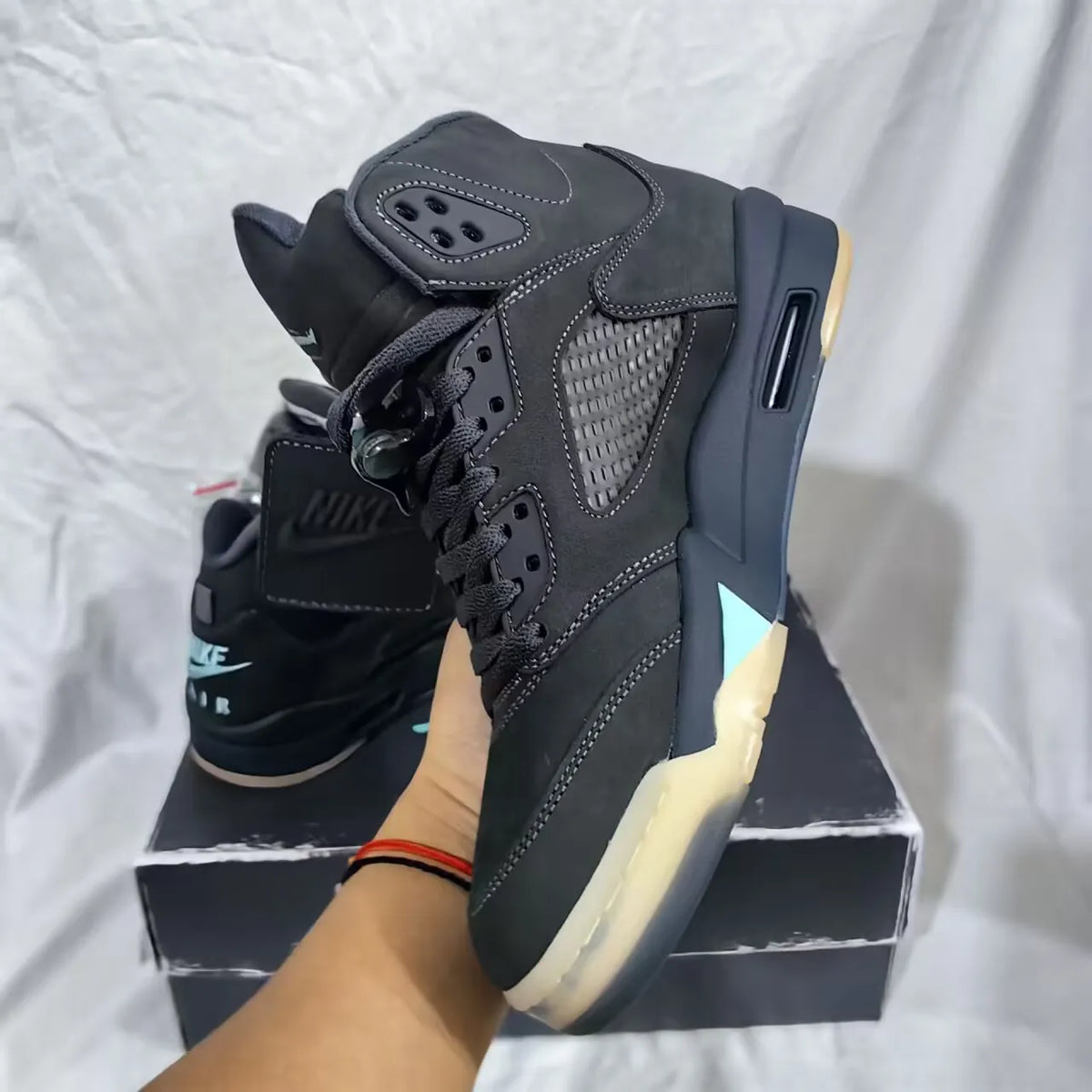 [PREMIUM] Air Jordan 5 Retro SoleFly Black Aurora Green Shoes Sneakers - nk0005505