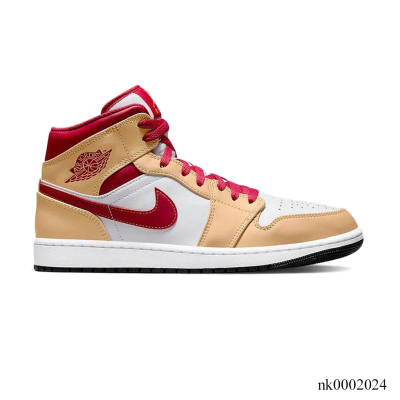 AJ 1 Mid Beige White Red Shoes Sneakers - nk0002024