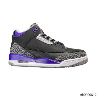 AJ 3 Retro Black Court Purple Shoes Sneakers - nk0000817
