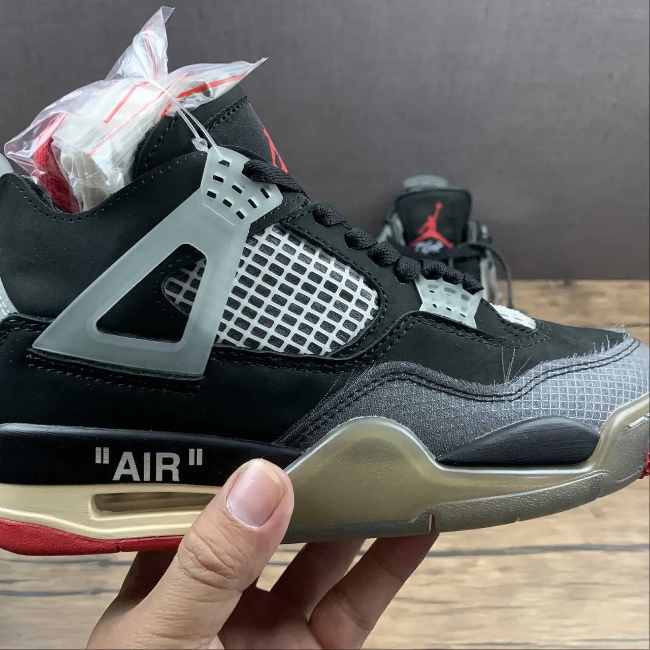 OW x AJ 4 Bred Shoes Sneakers – nk0000829 - Image 14