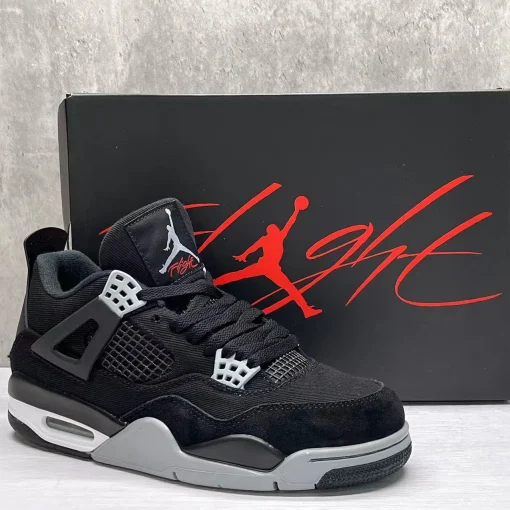AJ 4 Retro Black Canvas Shoes Sneakers - nk0002275 - Image 9