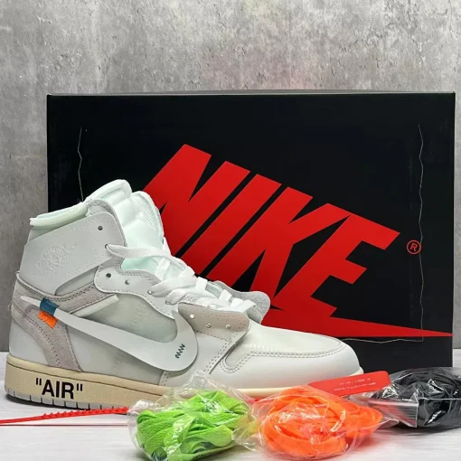 OW x AJ 1 High White Shoes Sneakers – nk0002621 - Image 11