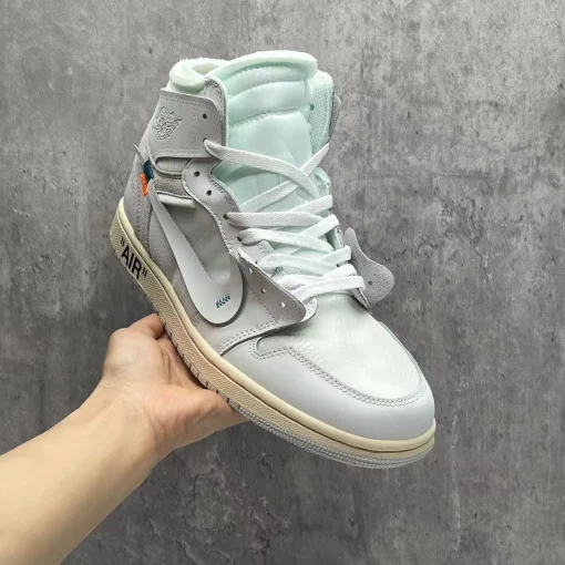 OW x AJ 1 High White Shoes Sneakers – nk0002621 - Image 7