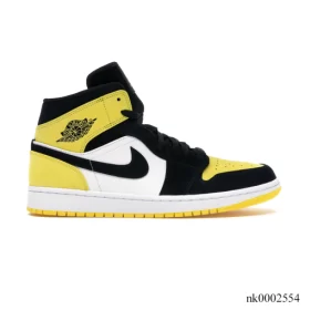 AJ 1 Mid Yellow Toe Black Shoes Sneakers - nk0002554
