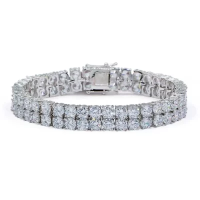 High Quality Bling Tennis Bracelet 2 Rows AAA+ CZ Charm Bracelets - 7 inch