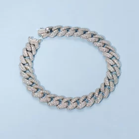 Solid 925 Sterling Silver Created Moissanite Cuban Chain