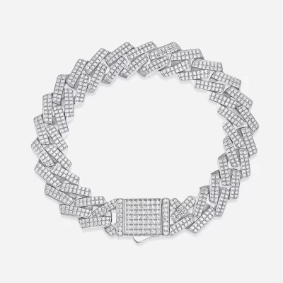Moissanite 2 Row Cuban Bracelet - 17 inch