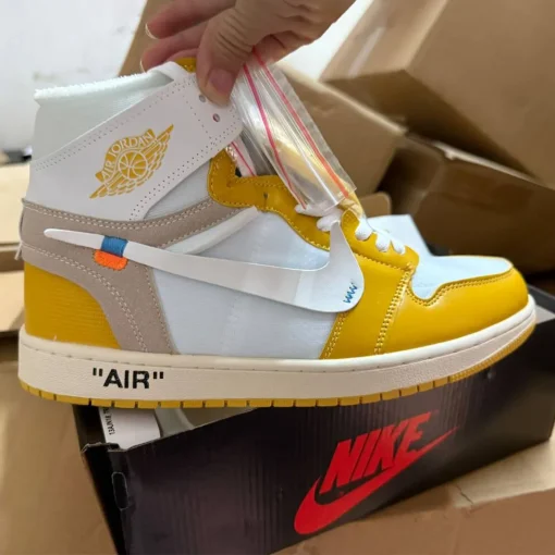 OW x AJ 1 High OG Canary Shoes Sneakers - nk0004117 - Image 5