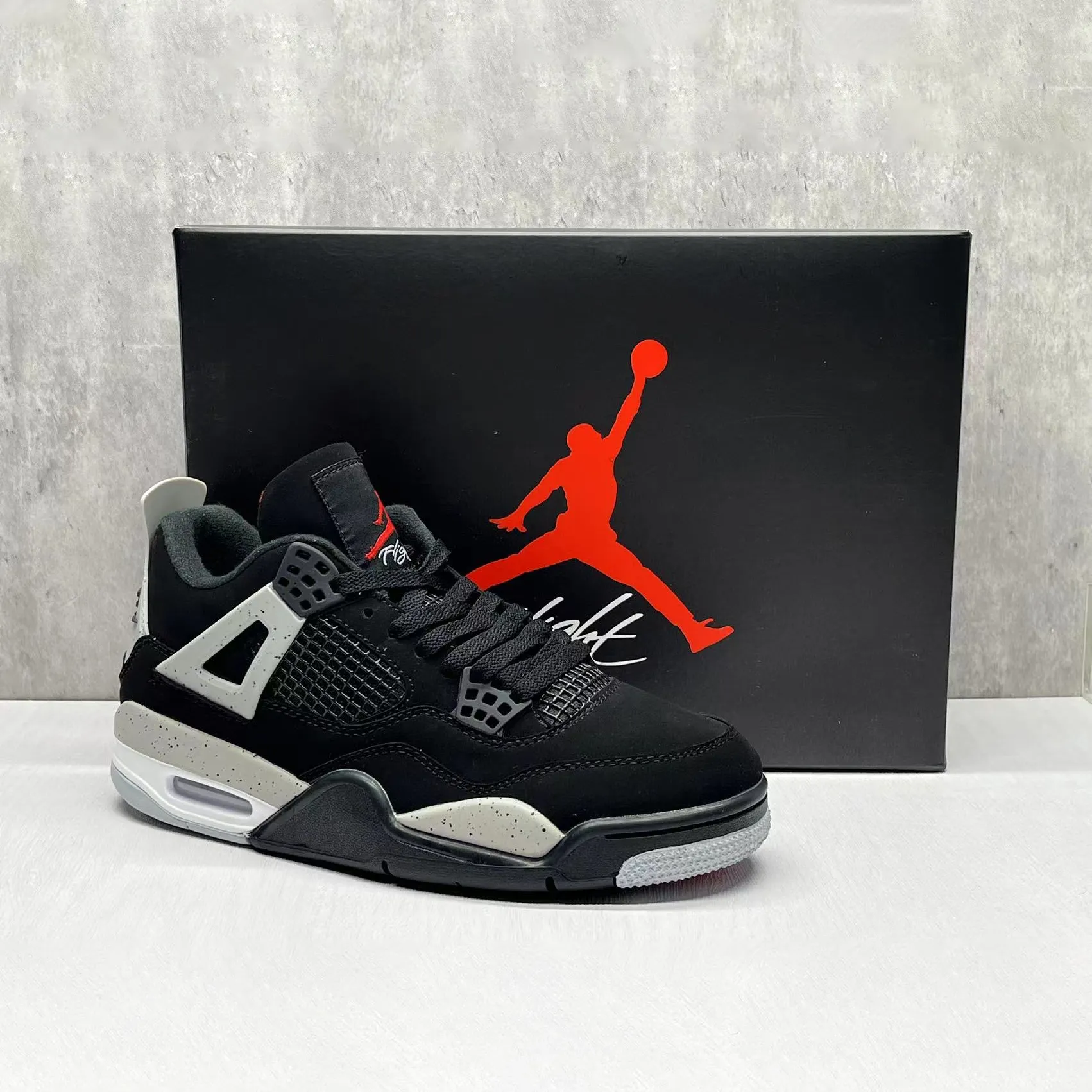 AJ 4 Black Cement Shoes Sneakers – nk0004141