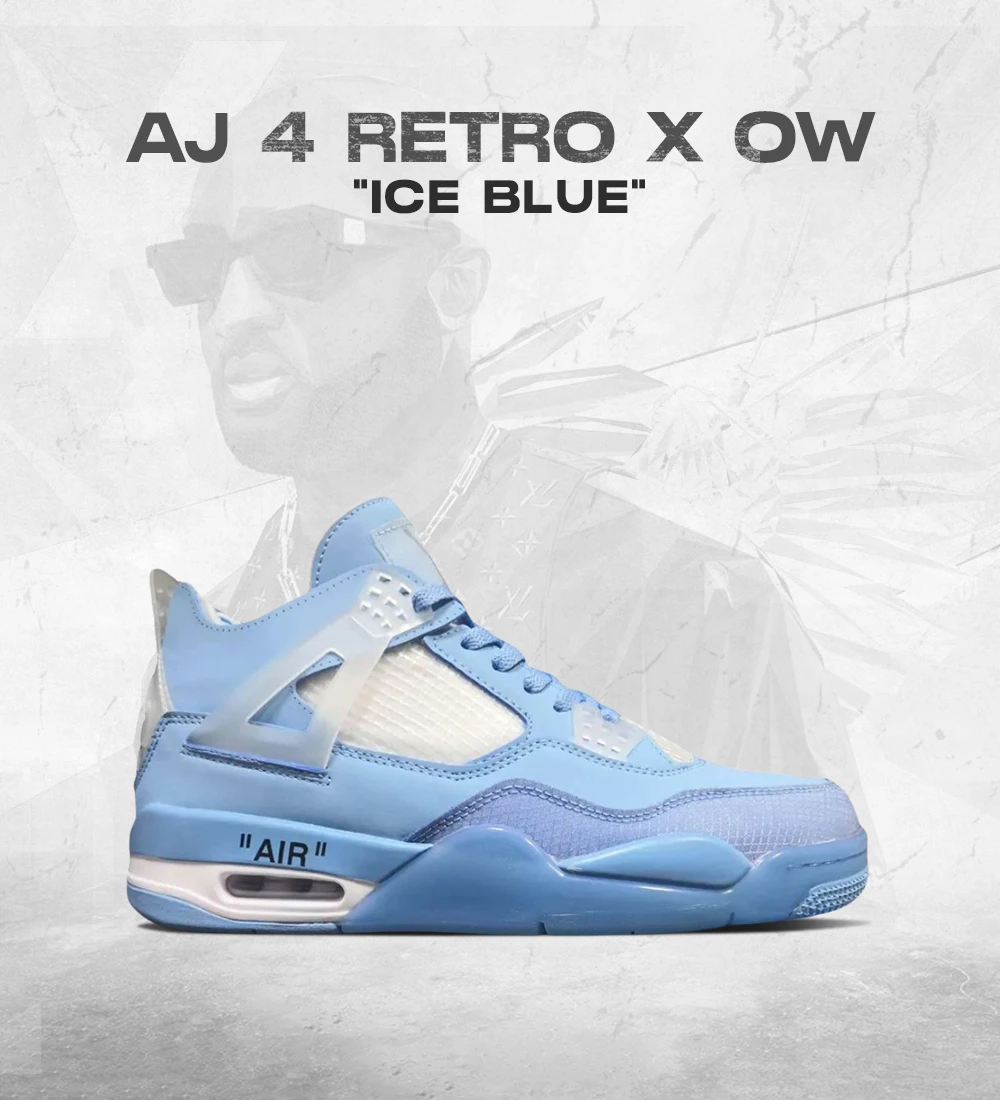 AJ 4 Retro x OW Ice Blue