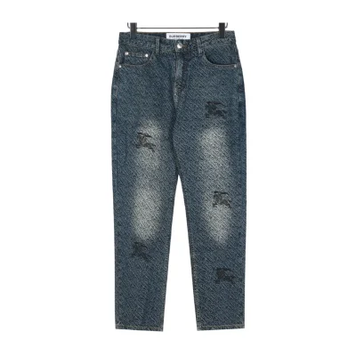 BUR Monogram Distressed Denim Jeans in Indigo - 367 - bbr0000367 - S