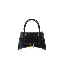BLCG Small Hourglass Top Handle Bag Black Croc Embossed - 40 - bl0000040