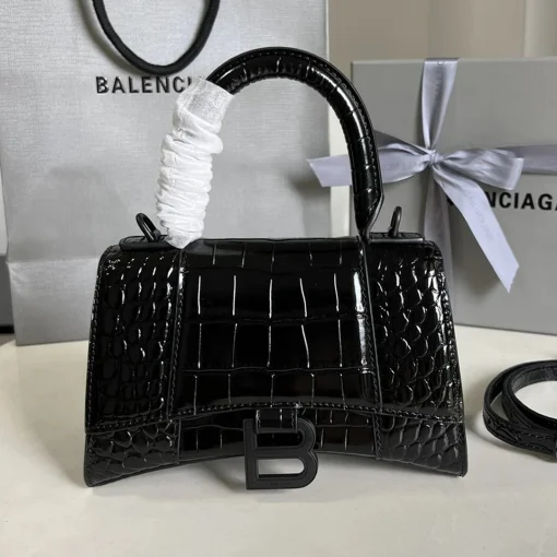 BLCG Small Hourglass Top Handle Bag Black Croc Embossed - 40 - bl0000040 - Image 11