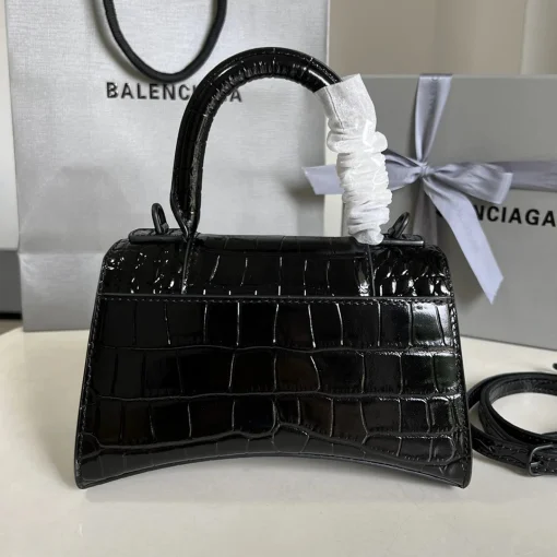 BLCG Small Hourglass Top Handle Bag Black Croc Embossed - 40 - bl0000040 - Image 12