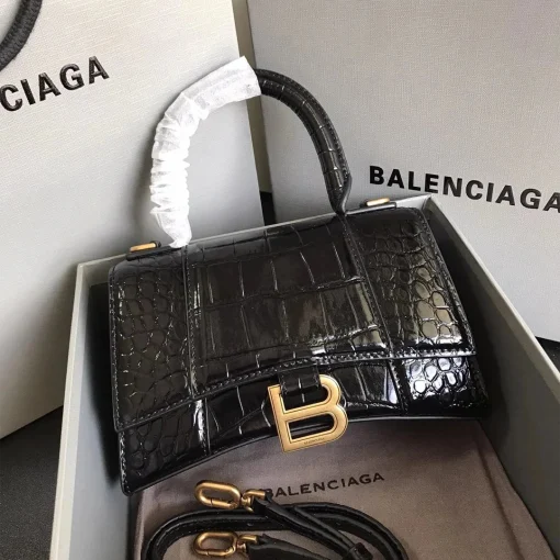 BLCG Small Hourglass Top Handle Bag Black Croc Embossed - 40 - bl0000040 - Image 5