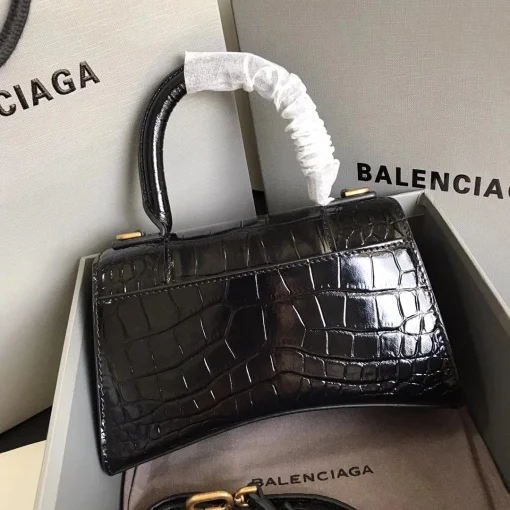 BLCG Small Hourglass Top Handle Bag Black Croc Embossed - 40 - bl0000040 - Image 6