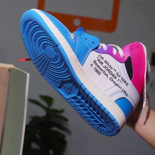 OW x AJ 1 High Miami Vice Custom Shoes Sneakers - nk0004543 - Image 6