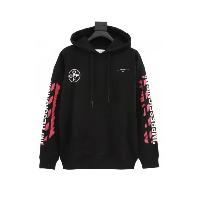 OW Diagonal Stencil Hoodie in Black - 345 - owf0000345 - S