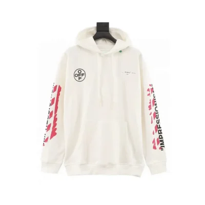 OW Diagonal Stencil Hoodie in White - 346 - owf0000346 - S