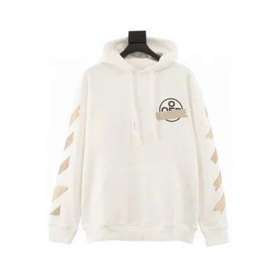 OW Diagonal Tape Arrows Hoodie in White - 349 - owf0000349 - S