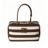 MM Beau Medium Stripes Brown Top Handle Bag - MM0004