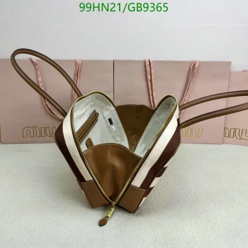 MM Beau Medium Stripes Brown Top Handle Bag - MM0004 - Image 4