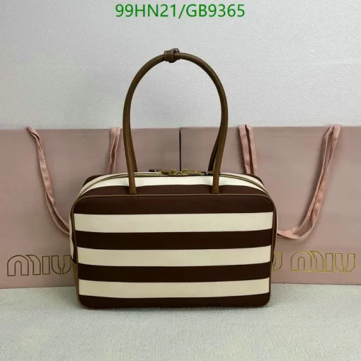 MM Beau Medium Stripes Brown Top Handle Bag - MM0004 - Image 3