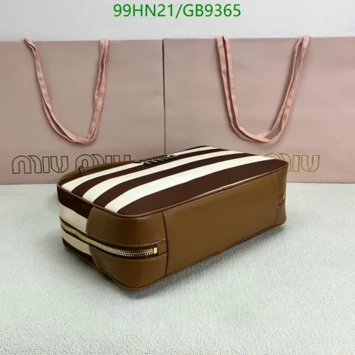 MM Beau Medium Stripes Brown Top Handle Bag - MM0004 - Image 5