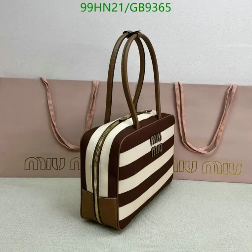 MM Beau Medium Stripes Brown Top Handle Bag - MM0004 - Image 7