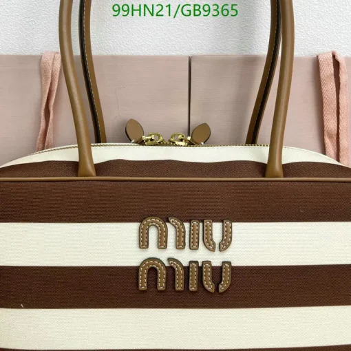 MM Beau Medium Stripes Brown Top Handle Bag - MM0004 - Image 9