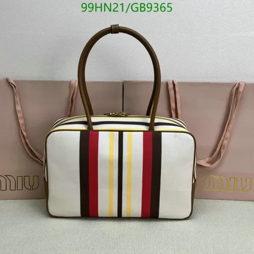 MM Beau Medium Stripes Red Top Handle Bag - MM0005 - Image 3