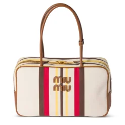 MM Beau Medium Stripes Red Top Handle Bag - MM0005