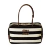 MM Beau Medium Stripes Black Top Handle Bag - MM0006