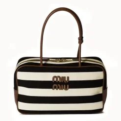 MM Beau Medium Stripes Black Top Handle Bag - MM0006