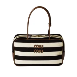 MM Beau Medium Stripes Black Top Handle Bag - MM0006