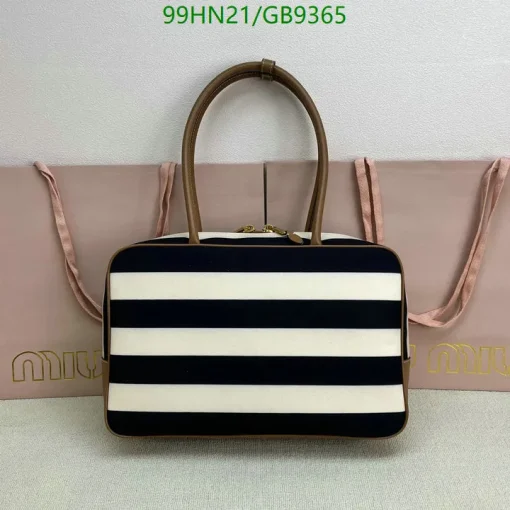 MM Beau Medium Stripes Black Top Handle Bag - MM0006 - Image 3