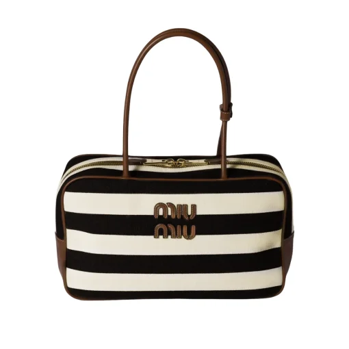 MM Beau Medium Stripes Black Top Handle Bag - MM0006